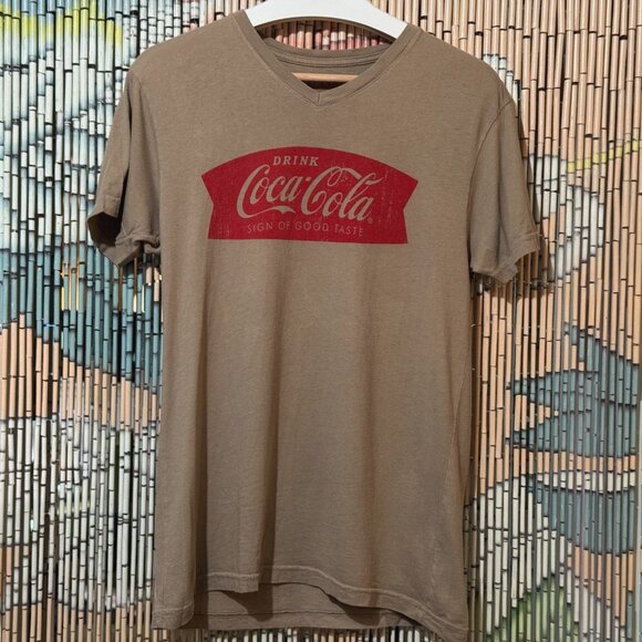 Coca-Cola Sign of Good Taste 100% Cotton Vintage Inspired T-Shirt, Beige, Small - Picture 1 of 8